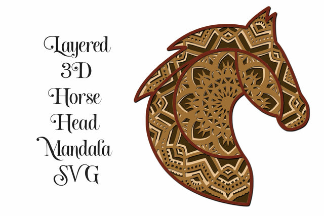 Horse Head 3D Layered Mandala SVG SVG Digital Honeybee 