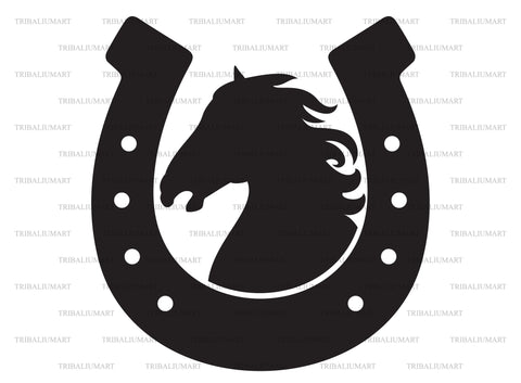 Horse head and horseshoe. Cut files for Cricut. Clip Art silhouette ...