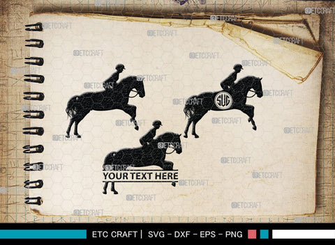 Horse Jumping Monogram, Horse Jumping Silhouette, Horse Jumping SVG, Horse Svg, Running Horse Svg, Equestrian Sports Svg, SB00280 SVG ETC Craft 