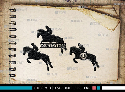 Horse Jumping Monogram, Horse Jumping Silhouette, Horse Jumping SVG, Horse Svg, Running Horse Svg, Equestrian Sports Svg, SB00280 SVG ETC Craft 