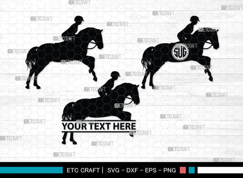 Horse Jumping Monogram, Horse Jumping Silhouette, Horse Jumping SVG, Horse Svg, Running Horse Svg, Equestrian Sports Svg, SB00280 SVG ETC Craft 