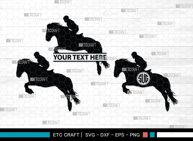Horse Jumping Monogram, Horse Jumping Silhouette, Horse Jumping SVG, Horse Svg, Running Horse Svg, Equestrian Sports Svg, SB00280 SVG ETC Craft 