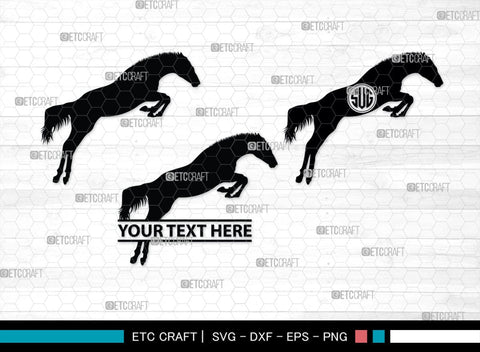 Horse Jumping Monogram, Horse Jumping Silhouette, Horse Jumping SVG, Horse Svg, Running Horse Svg, Equestrian Sports Svg, SB00280 SVG ETC Craft 