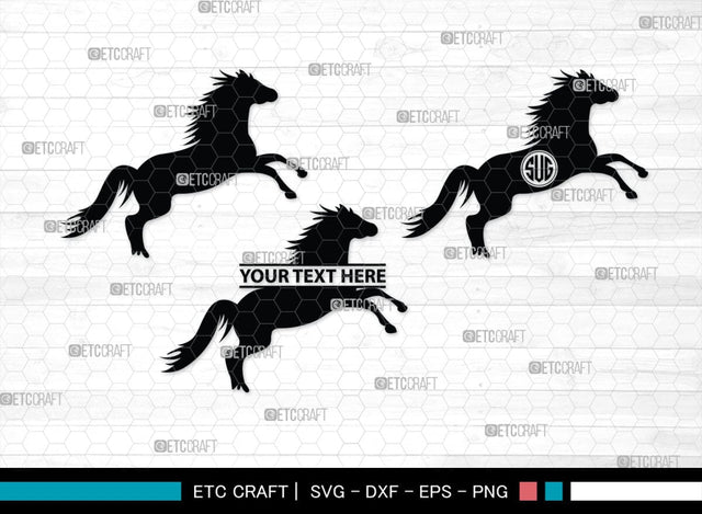 Horse Jumping Monogram, Horse Jumping Silhouette, Horse Jumping SVG, Horse Svg, Running Horse Svg, Equestrian Sports Svg, SB00280 SVG ETC Craft 