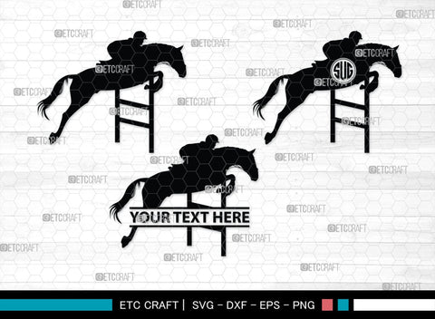 Horse Jumping Monogram, Horse Jumping Silhouette, Horse Jumping SVG, Horse Svg, Running Horse Svg, Equestrian Sports Svg, SB00280 SVG ETC Craft 