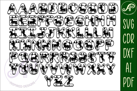 Horse letters alphabet set. 93 layered letters. SVG APInspireddesigns 