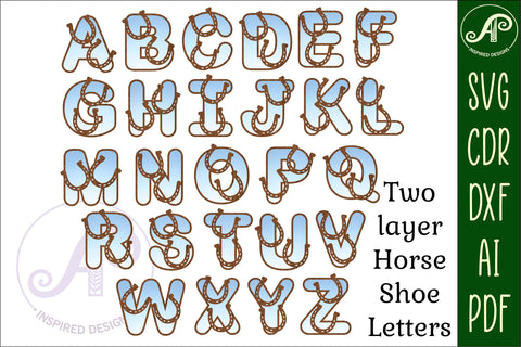 Horse letters alphabet set. 93 layered letters. SVG APInspireddesigns 