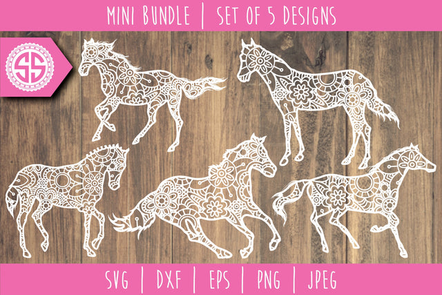 Horse Mandala Zentangle Mini Bundle - Set of 5 SVG SVG SavoringSurprises 