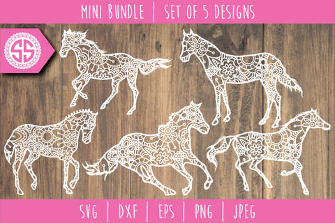 Horse Mandala Zentangle Mini Bundle - Set of 5 SVG SVG SavoringSurprises 