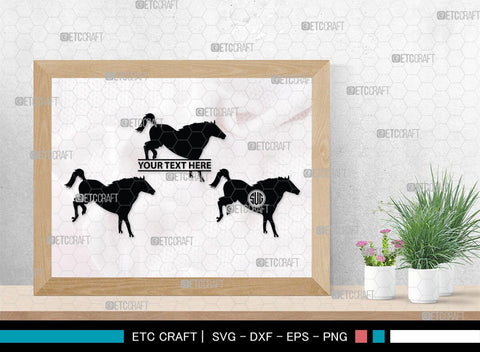 Horse Monogram, Horse Silhouette, Horse SVG, Horse Racing Svg, Horse Riding Svg, Horse Rider Svg, SB00279 SVG ETC Craft 