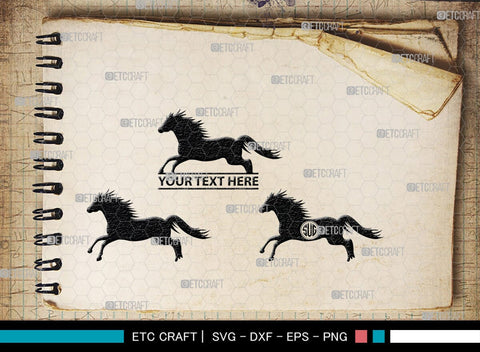 Horse Monogram, Horse Silhouette, Horse SVG, Horse Racing Svg, Horse Riding Svg, Horse Rider Svg, SB00279 SVG ETC Craft 