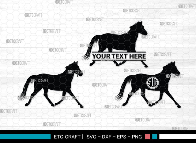 Horse Monogram, Horse Silhouette, Horse SVG, Horse Racing Svg, Horse Riding Svg, Horse Rider Svg, SB00279 SVG ETC Craft 