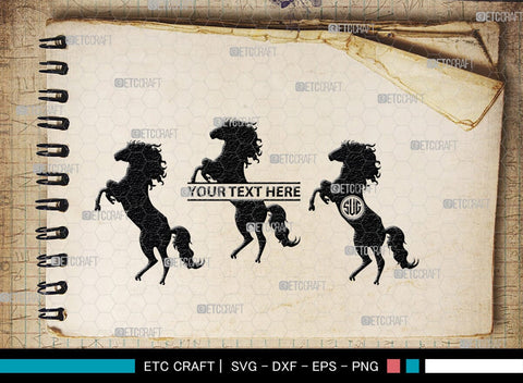 Horse Monogram, Horse Silhouette, Horse SVG, Horse Racing Svg, Horse Riding Svg, Horse Rider Svg, SB00279 SVG ETC Craft 