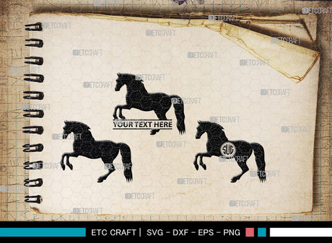 Horse Monogram, Horse Silhouette, Horse SVG, Horse Racing Svg, Horse Riding Svg, Horse Rider Svg, SB00279 SVG ETC Craft 