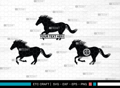 Horse Monogram, Horse Silhouette, Horse SVG, Horse Racing Svg, Horse Riding Svg, Horse Rider Svg, SB00279 SVG ETC Craft 