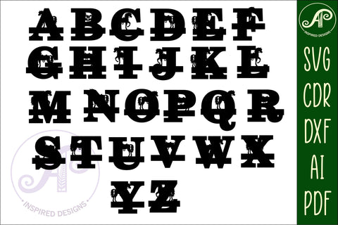 Horse monogram letter bundle Name signs SVG 3 layer SVG APInspireddesigns 