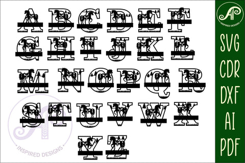 Horse monogram letter bundle Name signs SVG 3 layer SVG APInspireddesigns 