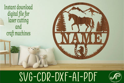 Horse name sign svg laser cut template SVG APInspireddesigns 