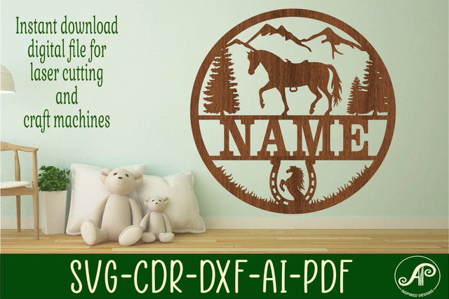 Horse name sign svg laser cut template SVG APInspireddesigns 