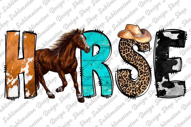 Horse Png, Horse Sublimation Design, Western Png, Western Sublimation, Love Horse, Hand Drawn, Digital Download, Leopard Png, Cowhide Png Sublimation SublimationDesignShop 