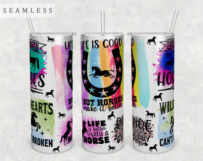 Horse Quotes Tumbler Wrap, 20 Oz Skinny Tumbler Horse Sayings Sublimation Design, Seamless Horse Tumbler PNG Sublimation HappyDesignStudio 