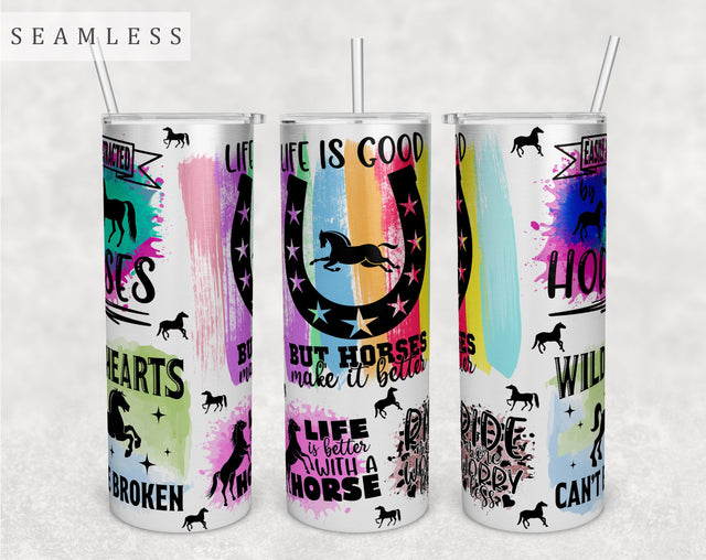 Horse Quotes Tumbler Wrap, 20 Oz Skinny Tumbler Horse Sayings Sublimation Design, Seamless Horse Tumbler PNG Sublimation HappyDesignStudio 