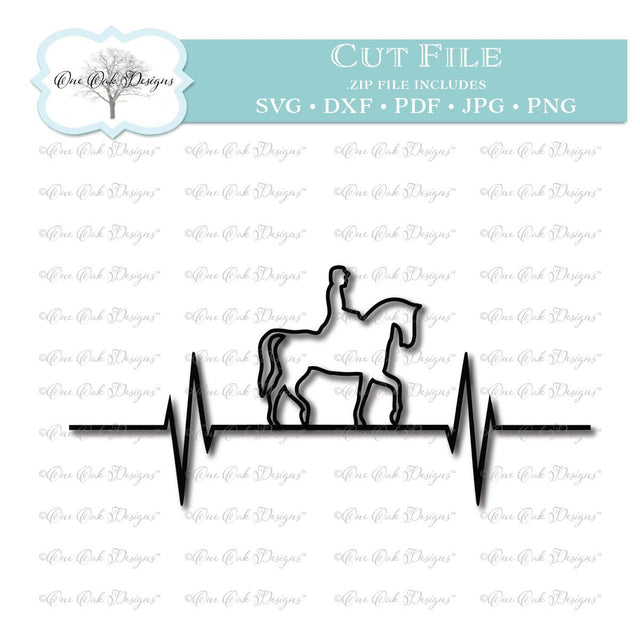 Horse Rider EKG Heartbeat SVG One Oak Designs 