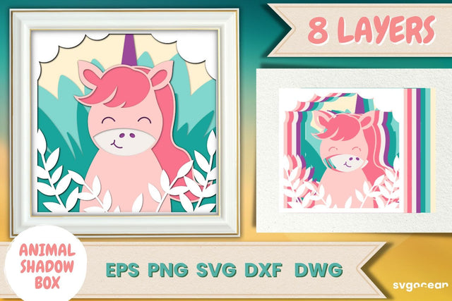 Horse Shadow Box | 3D Layered SVG | Lightbox SVG SvgOcean 