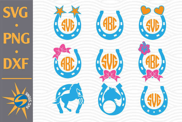 Horse Shoe Monogram SVG, PNG, DXF Digital Files Include SVG SVGStoreShop 