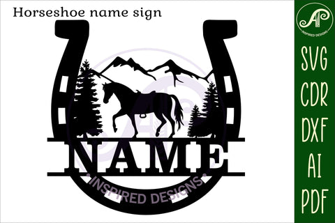 Horse shoe name sign svg laser cut template SVG APInspireddesigns 