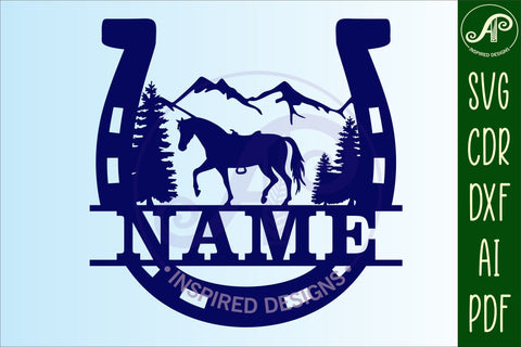 Horse shoe name sign svg laser cut template SVG APInspireddesigns 