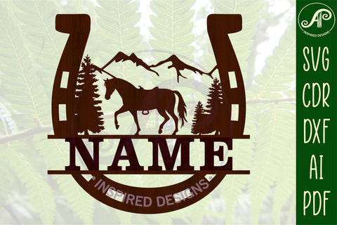 Horse shoe name sign svg laser cut template SVG APInspireddesigns 