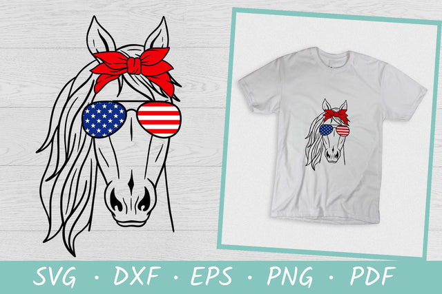 Horse SVG | 4th of July SVG | Horse with Bandana and Glasses SVG SVG Irina Ostapenko 
