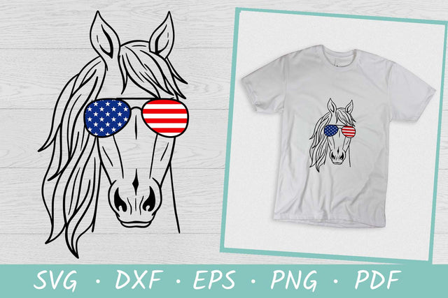 Horse SVG | 4th of July SVG | Horse with Glasses SVG SVG Irina Ostapenko 