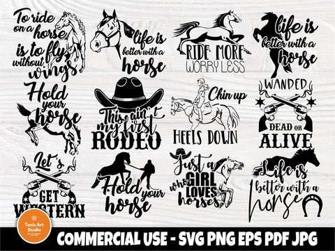Horse SVG bundle | Horse quotes svg | Horse cut files | Horse signs | Horse clipart | Cut files for cricut and silhouette | Cowgirl svg SVG TonisArtStudio 