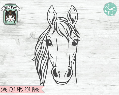 Horse SVG File, Horse Cut File, Horse Vector, Cowboy SVG File, Western SVG, Horse Face SVG Cut File, Rustic SVG, Country SVG File, Rodeo Cut File SVG Wild Pilot 