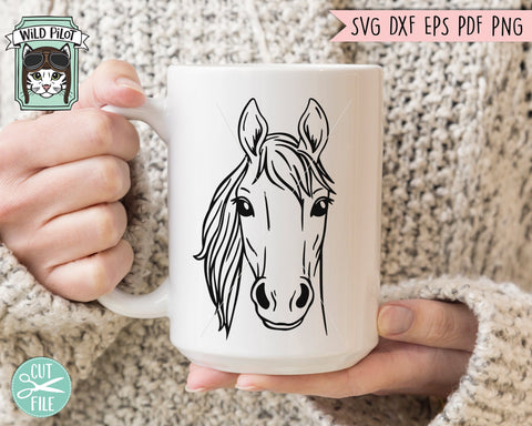 Horse SVG File, Horse Cut File, Horse Vector, Cowboy SVG File, Western SVG, Horse Face SVG Cut File, Rustic SVG, Country SVG File, Rodeo Cut File SVG Wild Pilot 