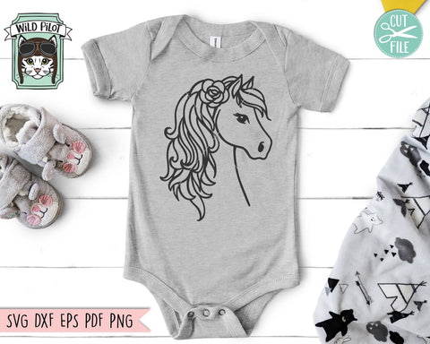 Horse SVG File, Horse Flowers SVG, Horse Cut File, Horse Clipart, Cute Horse Vector, Horse Floral SVG, Horse Flower Cut File, Equestrian SVG SVG Wild Pilot 
