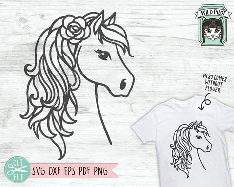 Horse SVG File, Horse Flowers SVG, Horse Cut File, Horse Clipart, Cute Horse Vector, Horse Floral SVG, Horse Flower Cut File, Equestrian SVG SVG Wild Pilot 