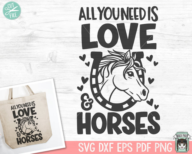 Horse SVG file, Valentines Day Horses SVG, Love Horses SVG, All you Need is Love and Horses svg, Valentines Day svg, Horse in Horseshoe svg SVG Wild Pilot 