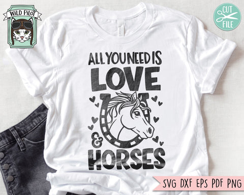 Horse SVG file, Valentines Day Horses SVG, Love Horses SVG, All you Need is Love and Horses svg, Valentines Day svg, Horse in Horseshoe svg SVG Wild Pilot 
