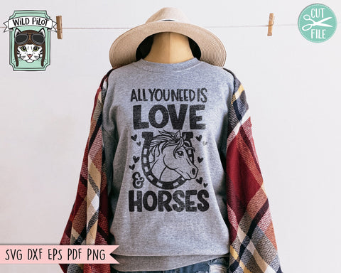 Horse SVG file, Valentines Day Horses SVG, Love Horses SVG, All you Need is Love and Horses svg, Valentines Day svg, Horse in Horseshoe svg SVG Wild Pilot 