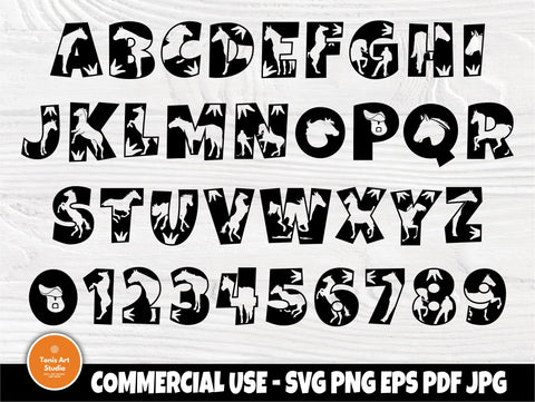 Horse SVG Fonts, Animal Alphabet, Horse Monogram SVG TonisArtStudio 