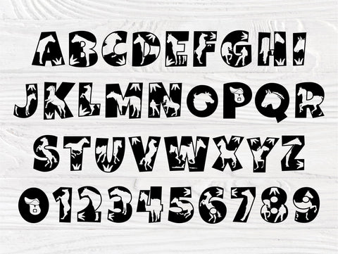 Horse SVG Fonts, Animal Alphabet, Horse Monogram SVG TonisArtStudio 