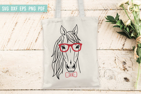 Horse SVG | Horse head SVG | Horse with Bowtie and Glasses SVG SVG Irina Ostapenko 