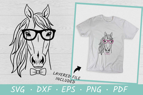 Horse SVG | Horse head SVG | Horse with Bowtie and Glasses SVG SVG Irina Ostapenko 