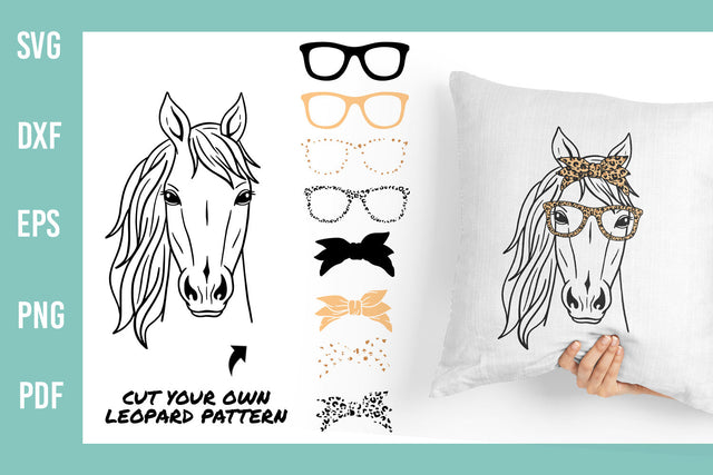 Horse SVG | Horse with leopard bandana and glasses SVG SVG Irina Ostapenko 