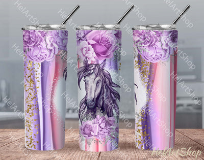 Horse Tumbler PNG, Floral SKINNY TUMBLER Png Sublimation _HelArtShop_ 
