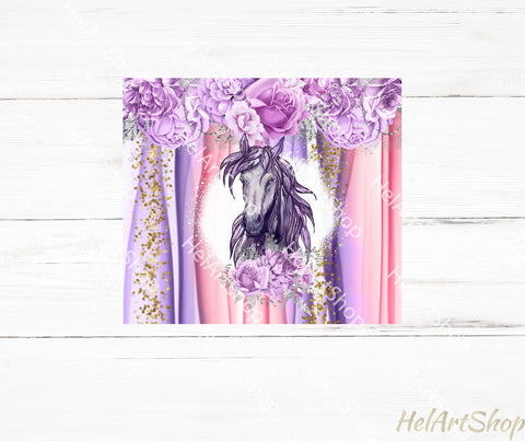 Horse Tumbler PNG, Floral SKINNY TUMBLER Png Sublimation _HelArtShop_ 