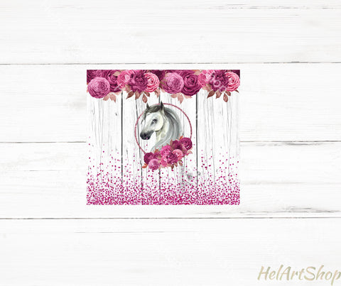 Horse Tumbler PNG, Floral SKINNY TUMBLER Png Sublimation _HelArtShop_ 